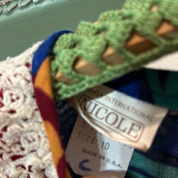 DORISSA INTERNATIONAL NICOLE DRESS VINTAGE blue FLORAL VICTORIAN PUFF SLEEVE 10 - Picture 5 of 10